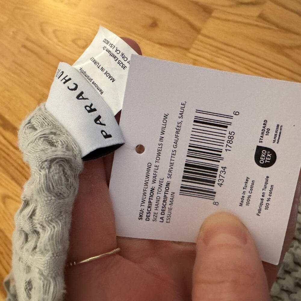 Parachute Waffle Hand Towel, in willow grey green color, NWT - Picture 9 of 10